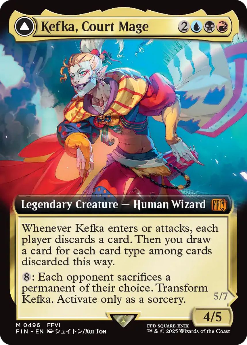 (英)【Foil】人造魔導士、ケフカ / Kefka, Court Mage - 破壊の化身、ケフカ / Kefka, Ruler of Ruin ★拡張枠★ 【FIN】 No.496