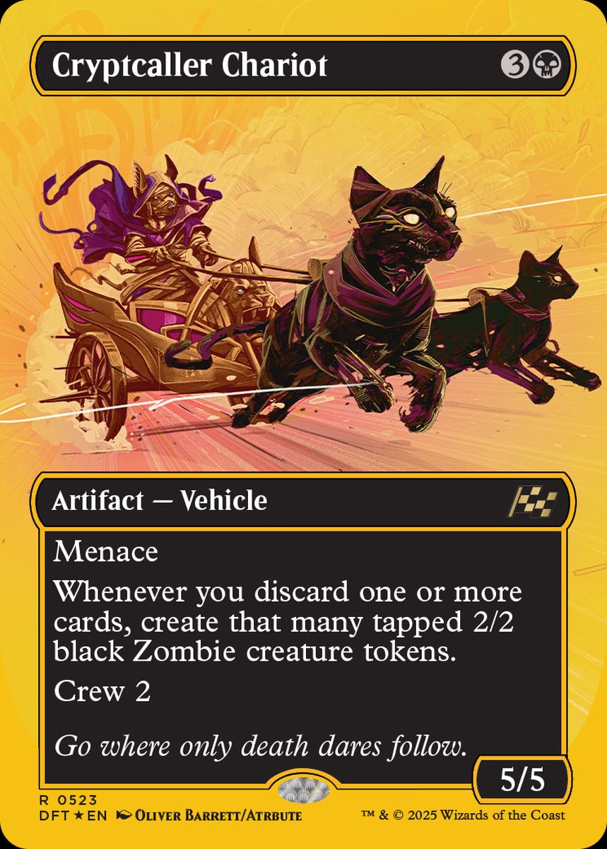 (英)【ファーストプレイスFoil】墓所呼びの戦車 / Cryptcaller Chariot ★ボーダーレス★ 【DFT】 No.523