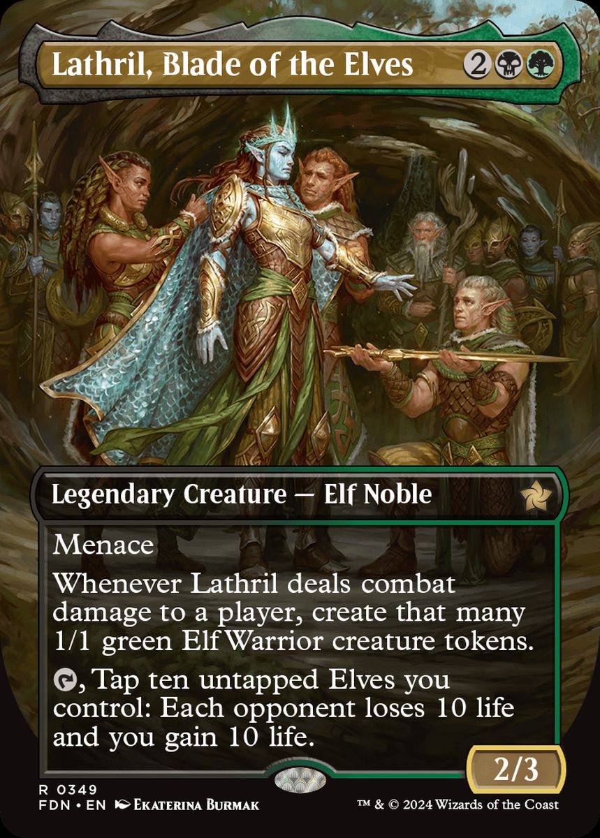 (英)【Foil】エルフの刃、ラスリル / Lathril, Blade of the Elves ★ボーダーレス★ 【FDN】 No.349