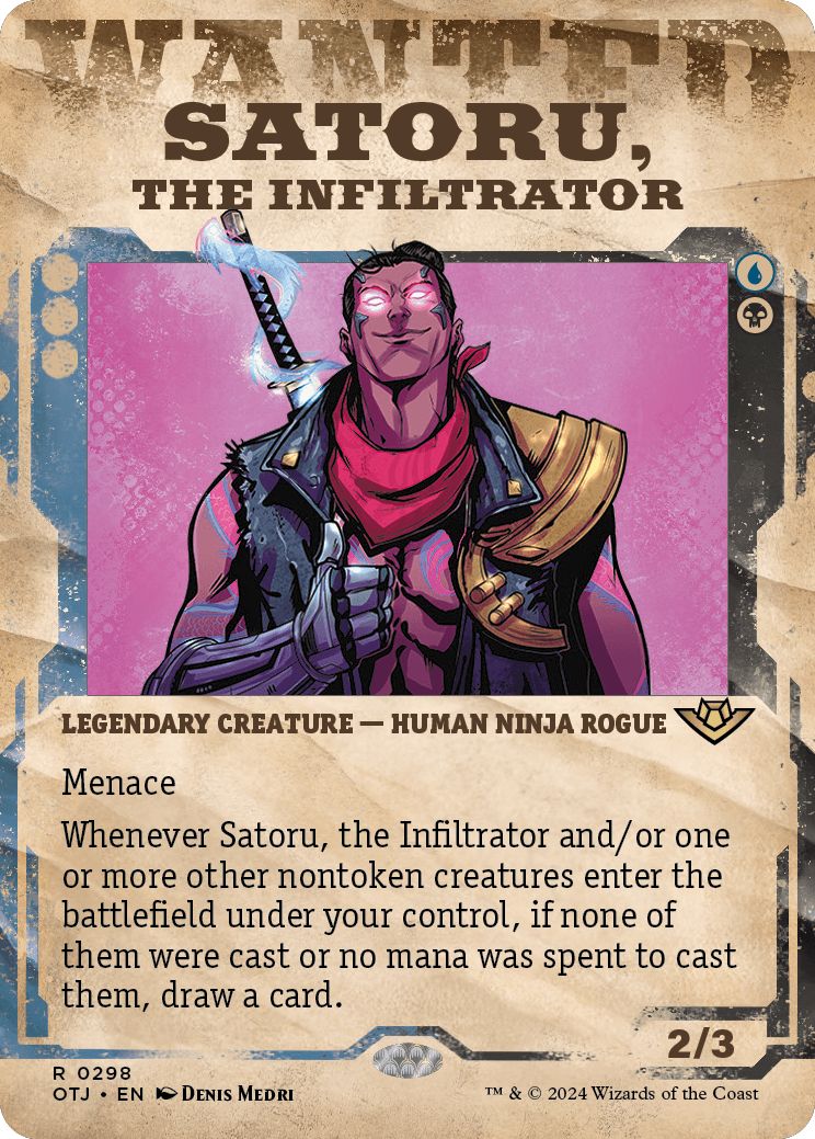 (英)【Foil】潜入者、悟 / Satoru, the Infiltrator ★ショーケース枠★(「手配書」ショーケース版) 【OTJ】 No.298