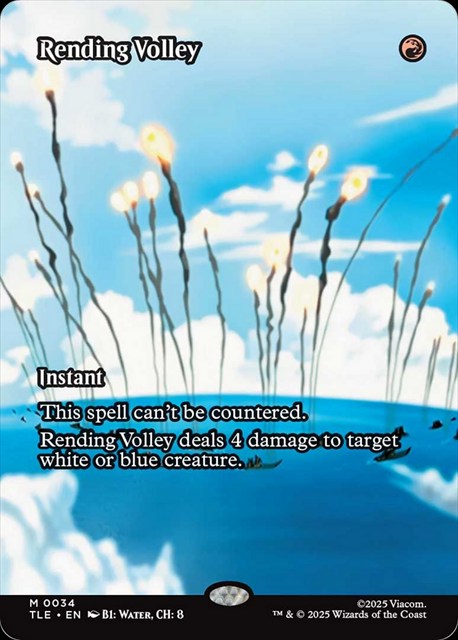 (英)【Foil】引き裂く流弾 / Rending Volley ★ボーダーレス★(「ソース・マテリアル」カード) 【TLE】 No.034