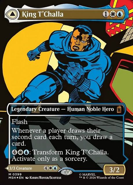 (英)【Foil】ティ・チャラ王 - 揺るがぬ希望、ブラックパンサー / King T'Challa - Black Panther, Hope Enduring ★ボーダーレス★(「クラシック・コミック」カード) 【MSH】 No.399