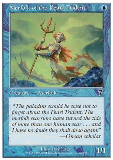 (英)【Foil】真珠三叉矛の人魚 / Merfolk of the Pearl Trident【7ED】 No.090