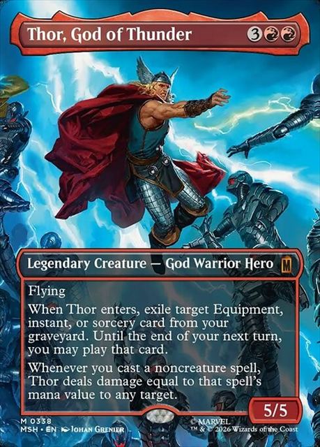 (英)【Foil】雷神、ソー / Thor, God of Thunder ★ボーダーレス★(「シーン・カード」) 【MSH】 No.338