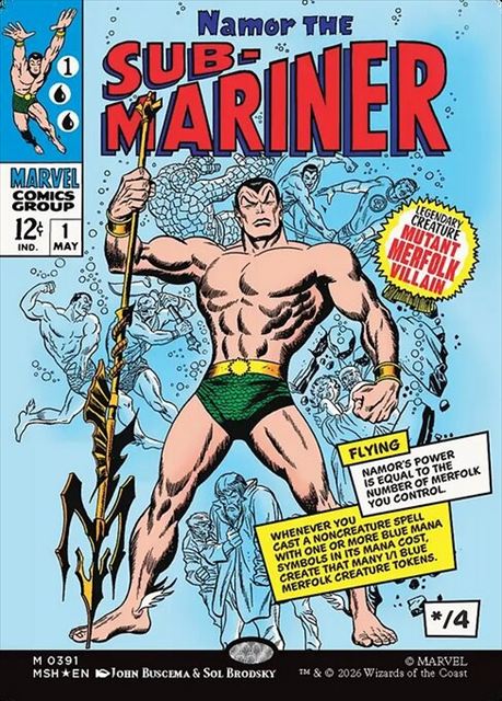 (英)【Foil】サブマリナー、ネイモア / Namor the Sub-Mariner ★ボーダーレス★(「クラシック・コミック」カード) 【MSH】 No.391