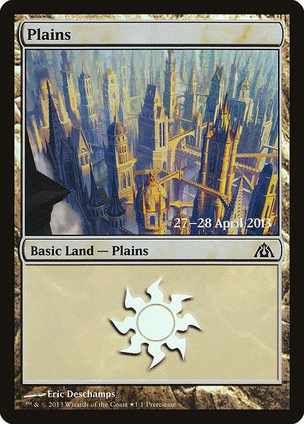 (英)【Foil】平地 / Plains【DGM】ドラゴンの迷路 プレリリースプロモ No.001