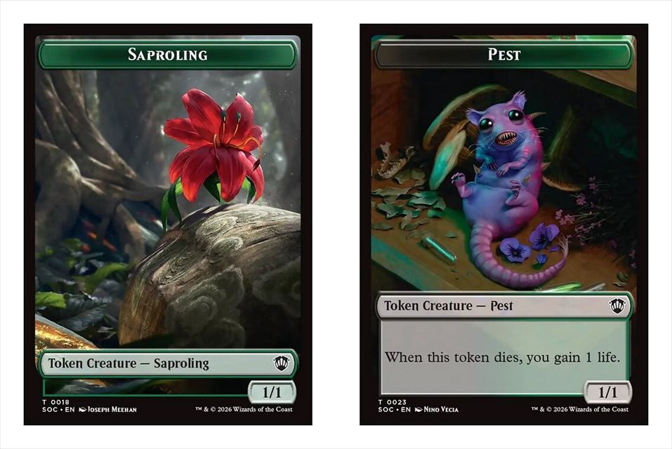 (英)苗木トークン / Saproling Token No.018 - 邪魔者トークン / Pest Token No.023【SOC-TOKEN】 No.015