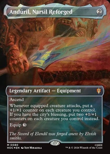 (英)【Surge-Foil】ナルシルの再鍛、アンドゥーリル / Anduril, Narsil Reforged ★ボーダーレス★(「クラシック・アーティスト・カード」) 【HOC】 No.080