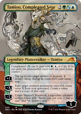 (英)【Foil】完成化した賢者、タミヨウ / Tamiyo, Compleated Sage ★ボーダーレス★ 【NEO】ドラフト(セット)・ブースター版 No.306