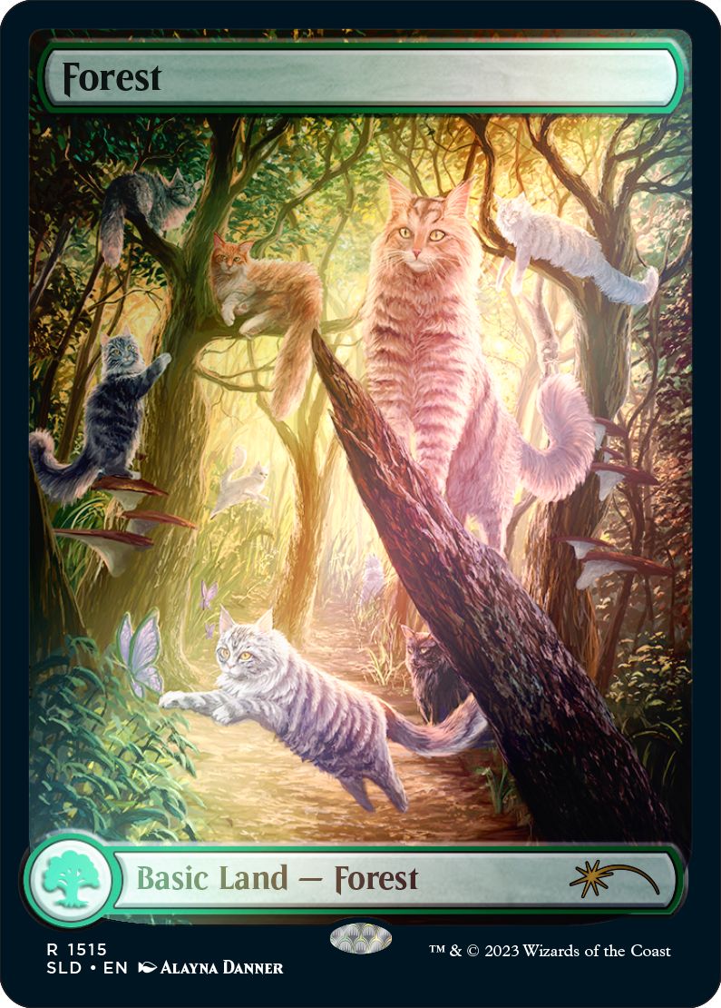 (英)【Foil】森 / Forest【SLD】Secret Lair Commander Deck: Raining Cats and Dogs No.1515