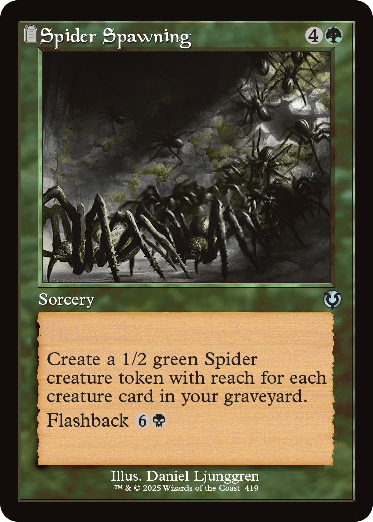 (英)【Foil】蜘蛛の発生 / Spider Spawning ★ショーケース枠★(旧枠加工カード) 【INR】 No.419