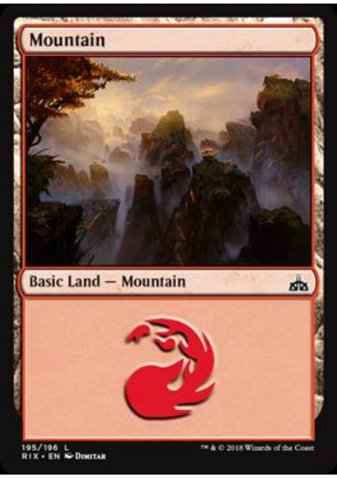(英)【Foil】山 / Mountain【RIX】 No.195