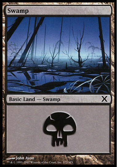 (英)【Foil】沼 / Swamp【10E】 No.372
