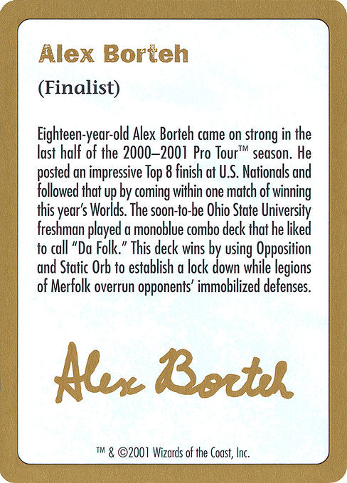 (英)紹介カード Alex Borteh【WC01】 World Championship Decks 2001 Alex Borteh 金枠 No.131