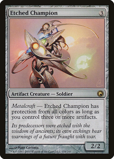 (英)【Foil】刻まれた勇者 / Etched Champion【SOM】 No.154