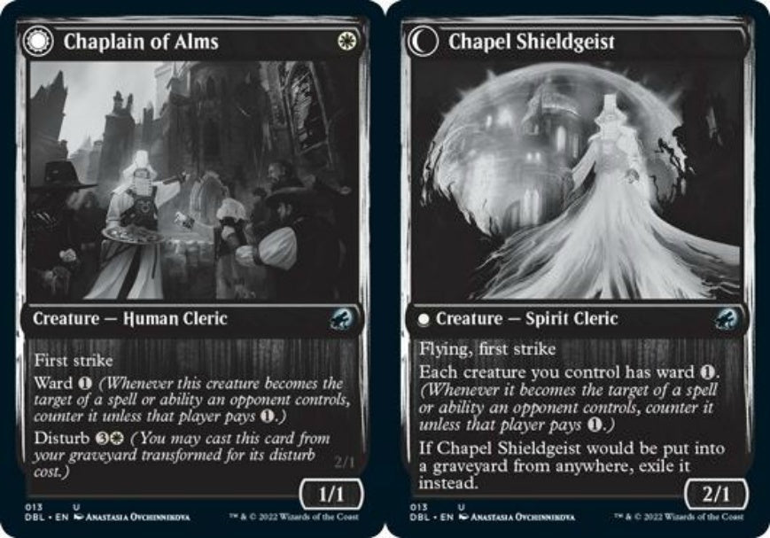 (英)【Foil】施しの司祭 / Chaplain of Alms - 礼拝堂の盾霊 / Chapel Shieldgeist【DBL】 No.013
