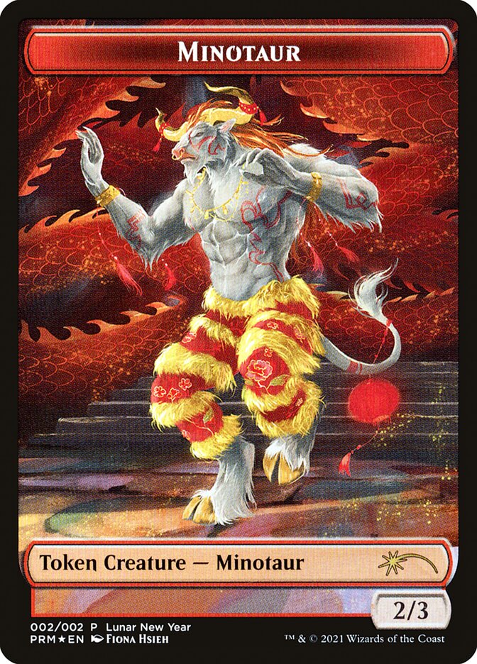(英)【Foil】ミノタウルストークン / Minotaur Token【PRM】 旧正月キャンペーンプロモ No.140