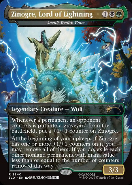 (英)【Foil】無双の狩人ジンオウガ - Zinogre, Lord of Lightning[領界喰らい、サルーフ / Sarulf, Realm Eater]【SLD】 Secret Lair x Monster Hunter: The Monsters No.2240