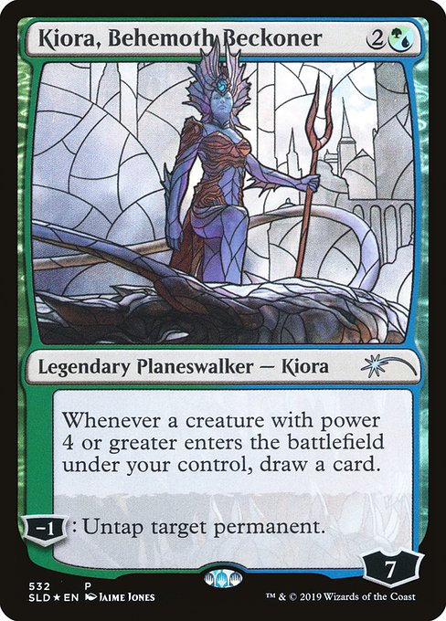 (英)【Foil】ビヒモスを招く者、キオーラ / Kiora, Behemoth Beckoner【SLD】Stained-Glass Planeswalkers No.532