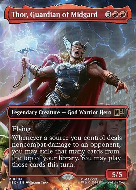 (英)【Foil】ミッドガルドの守護神、ソー / Thor, Guardian of Midgard ★ボーダーレス★(「シーン・カード」) 【MSC】 No.503