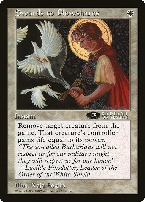 (英)剣を鍬に / Swords to Plowshares【PRM】 アリーナプロモ 3rd Place 【Oversized Card】 BIG-PRM-054 ※トーナメントで使用することはできません。