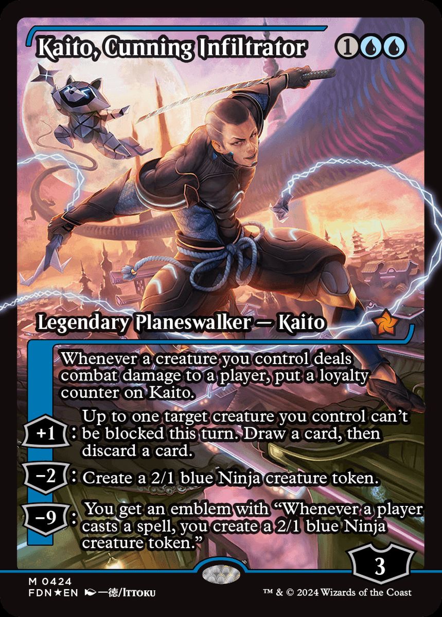 (英)【Foil】狡猾な侵入者、魁渡 / Kaito, Cunning Infiltrator ★ショーケース枠★(ジャパン・ショーケース) 【FDN】 No.424