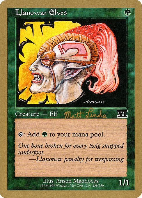 (英)ラノワールのエルフ / Llanowar Elves【WC99】 World Championship Decks 1999 Matt Linde 金枠 No.047