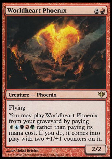 (英)【Foil】世界心のフェニックス / Worldheart Phoenix【CON】 No.077