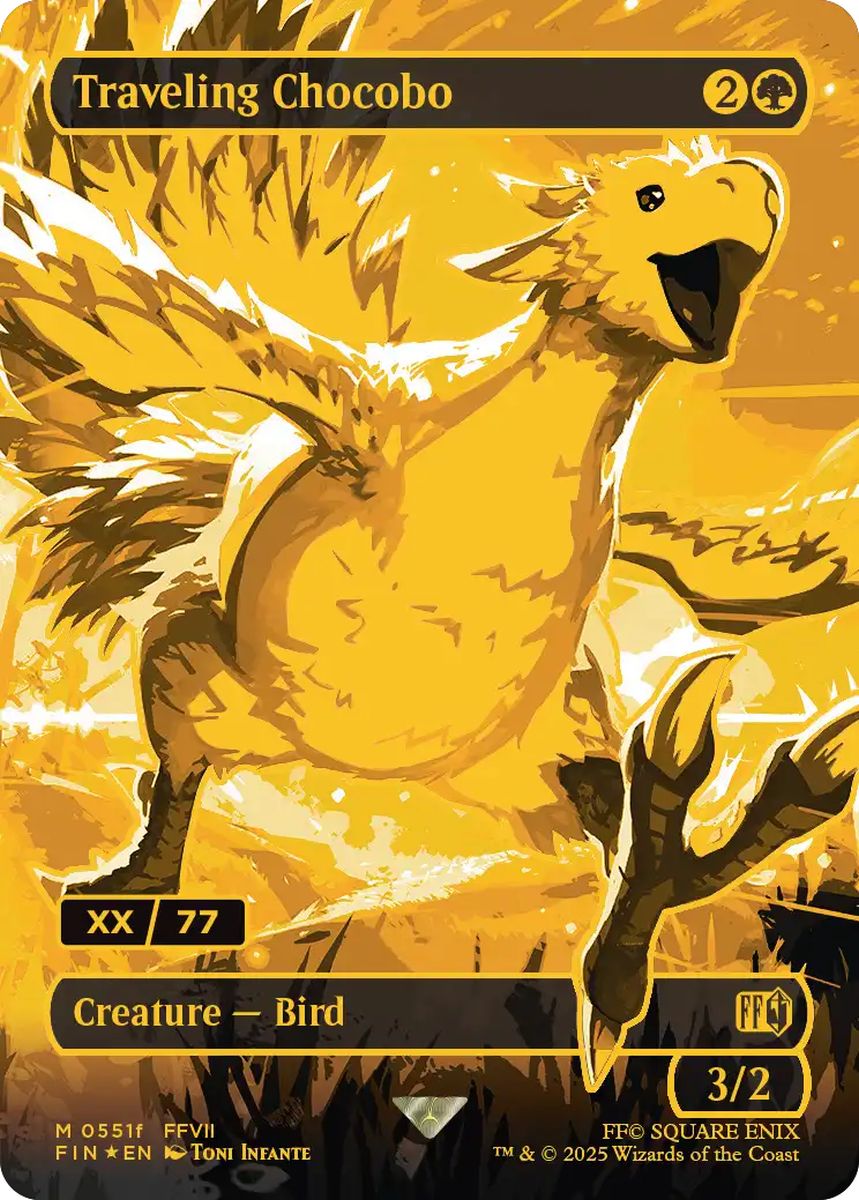 (英)【Foil】旅するチョコボ / Traveling Chocobo ★ボーダーレス★ 【FIN】(シリアルNo入り) No.551f