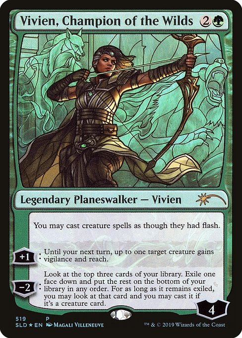 (英)【Foil】野獣の擁護者、ビビアン / Vivien, Champion of the Wilds【SLD】Stained-Glass Planeswalkers No.519