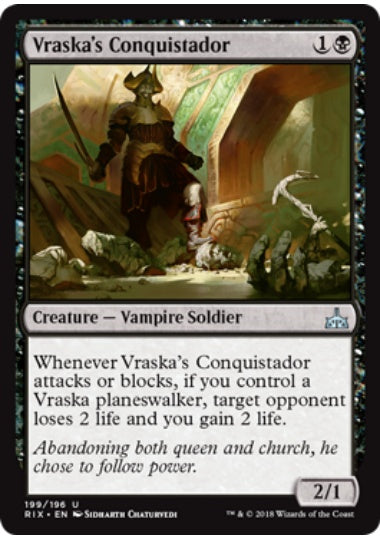 (英)ヴラスカの征服者 / Vraska's Conquistador【RIX】 プレインズウォーカーデッキ収録 No.199