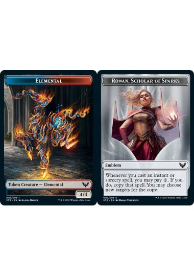 (英)【Foil】エレメンタルトークン / Elemental TokenNo.002 - 紋章 - 火花の学者、ローアン / Emblem - Rowan, Scholar of Sparks【STX-TOKEN】 No.009