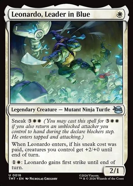 (英)【Foil】青を纏うリーダー、レオナルド / Leonardo, Leader in Blue【TMT】 No.016