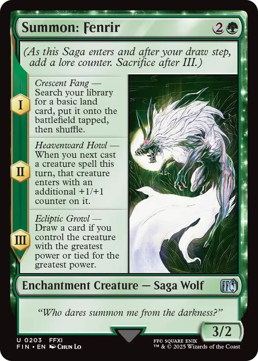 (英)【Foil】召喚：フェンリル / Summon: Fenrir【FIN】 No.203