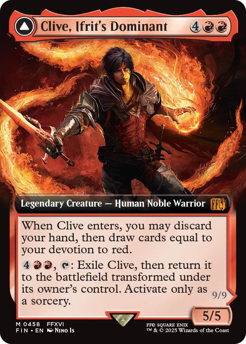 (英)【Foil】イフリートのドミナント、クライヴ / Clive, Ifrit's Dominant - 火の召喚獣、イフリート / Ifrit, Warden of Inferno ★拡張枠★ 【FIN】 No.458