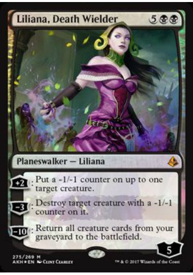 (英)【Foil】死の使い手、リリアナ / Liliana, Death Wielder【AKH】プレインズウォーカーデッキ収録 No.275