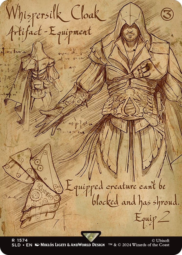 (英)【Foil】囁き絹の外套 / Whispersilk Cloak【SLD】Secret Lair x Assassin's Creed: Da Vinci's Designs No.1574