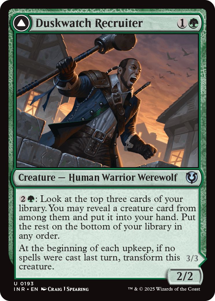(英)【Foil】薄暮見の徴募兵 / Duskwatch Recruiter - 爪の群れの咆哮者 / Krallenhorde Howler【INR】 No.193