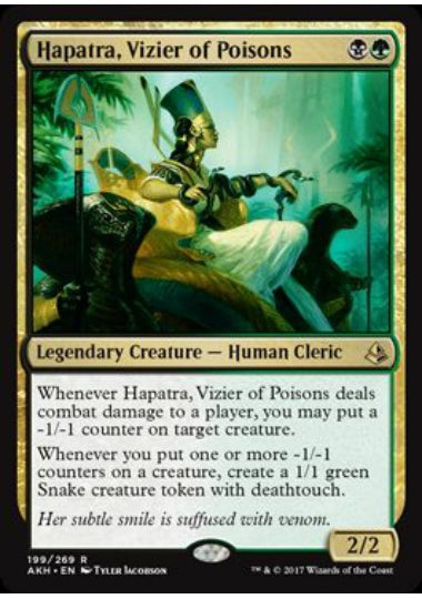 (英)【Foil】毒物の侍臣、ハパチラ / Hapatra, Vizier of Poisons【AKH】 No.199