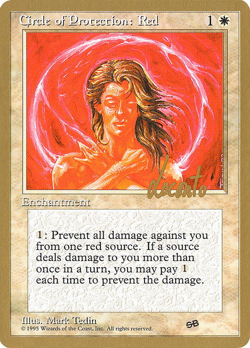 (英)赤の防御円 / Circle of Protection: Red【PTC】 ProTour NewYork Decks 1996 Michael Loconto サイドボード 金枠 No.018