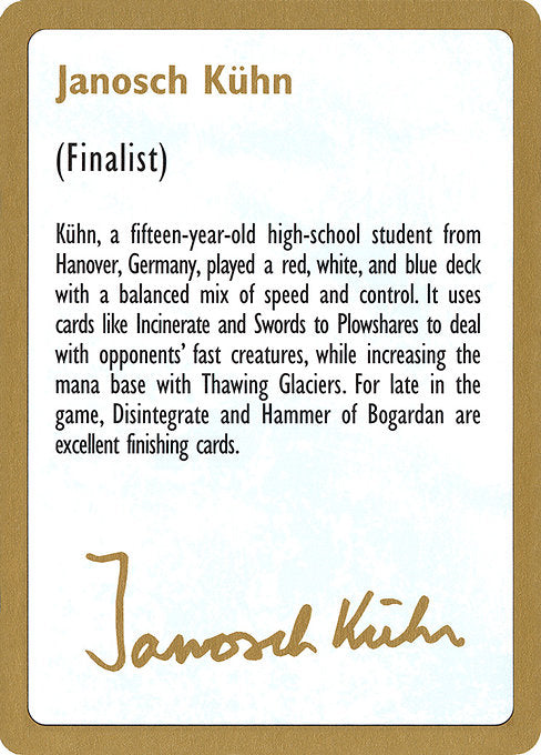 (英)紹介カード Janosch Kuhn【WC97】 World Championship Decks 1997 Janosch Kuhn 金枠 No.124