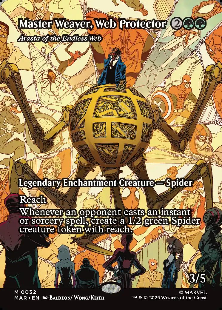 (英)ウェブの守護者、マスター・ウィーバー / Master Weaver, Web Protector[終わりなき巣網のアラスタ / Arasta of the Endless Web] ★ボーダーレス★(「マーベル・マテリアル」カード) 【MAR】 No.032