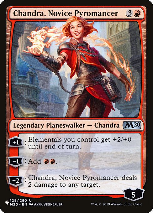 (英)新米紅蓮術師、チャンドラ / Chandra, Novice Pyromancer【M20】 PWシンボル付き再販 No.128