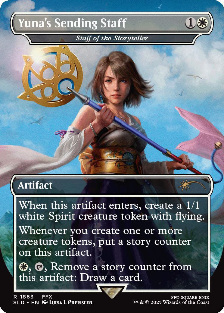 (英)【Foil】ユウナの導きの杖 / Yuna's Sending Staff[語り部の杖 / Staff of the Storyteller] 【SLD】Secret Lair x FINAL FANTASY: Weapons EN No.1863