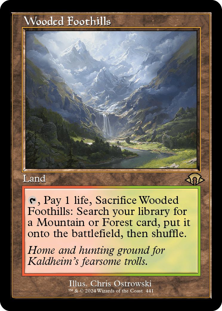 (英)【Foil】樹木茂る山麓 / Wooded Foothills ★ショーケース枠★(旧枠加工カード) 【MH3】 No.441