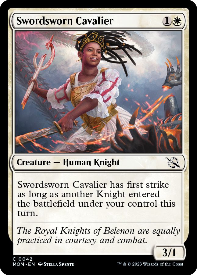 (英)【Foil】剣誓いの騎兵 / Swordsworn Cavalier【MOM】 No.042