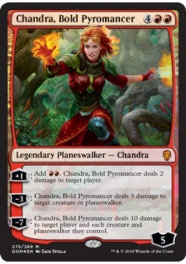 (英)【Foil】勇敢な紅蓮術師、チャンドラ / Chandra, Bold Pyromancer【DOM】プレインズウォーカーデッキ収録 No.275