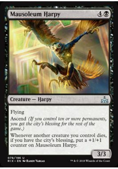 (英)【Foil】霊廟のハーピー / Mausoleum Harpy【RIX】 No.078