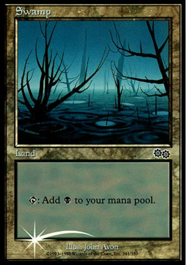 (英)【Foil】沼 / Swamp【PRM】Urza's Saga アリーナプロモ No.058