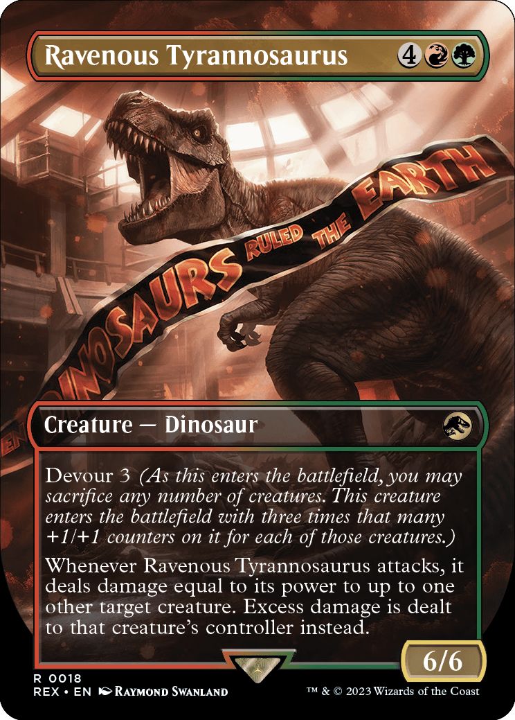 (英)【Foil】貪欲なティラノサウルス / Ravenous Tyrannosaurus ★ボーダーレス★(「ジュラシック・ワールド」コレクション) 【REX】 No.018